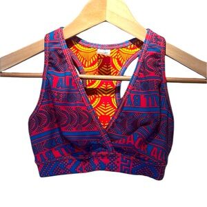 Zumba Women’s Sports Bra Egyptian colorful print crossover Size Small